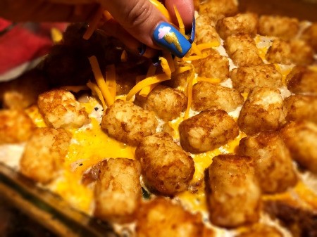 cheese sprinkled on Casserole