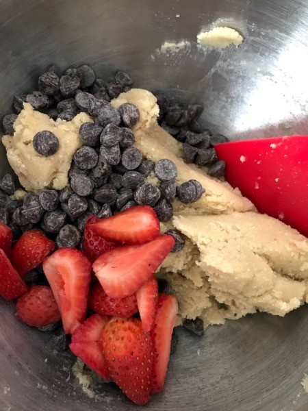 Strawberry & Chocolate added to dough