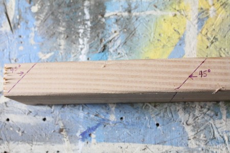 DYI Wine Bottle Holder - mark for the 45 degree cuts