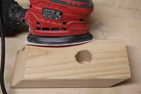 DYI Wine Bottle Holder - sanding both sides