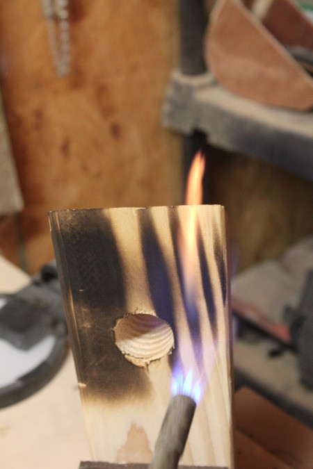 DYI Wine Bottle Holder - scorch with a torch