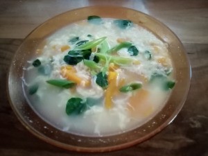 Cheesy Egg Drop Soup in bowl