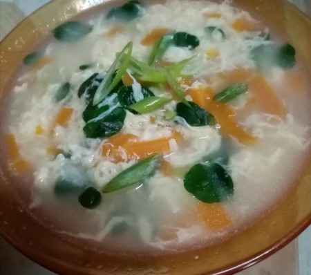 Cheesy Egg Drop Soup in bowl