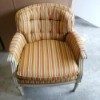 Value of a Pair of Fairfield Chairs - vintage orange, tan, and cream striped upholstered chair