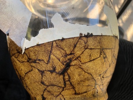 Masking Tape and Shoe Polish Vase - gently peal off the top piece of tape