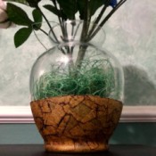Masking Tape and Shoe Polish Vase  - faux shreds and flowers in the vase