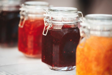 Jars of homemade jam.