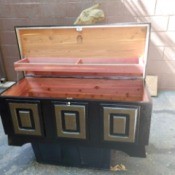 Value of a Lane Cedar Chest - in process of stripping green paint off exterior