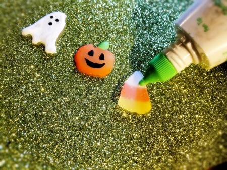 DIY Puffy Stickers from Hot Glue - stick down with glue or cut a piece of double sided tape to match the shape