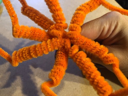 Pipe Cleaner Pumpkin Craft - open up the orange twists so that they are spread outwards