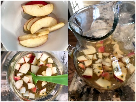 cut apple added to tea