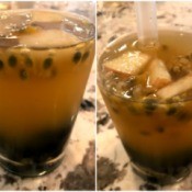 Boba added to Passionfruit Green Tea with