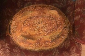 Value of a Hammered Metal Tray - tray with intricate pattern