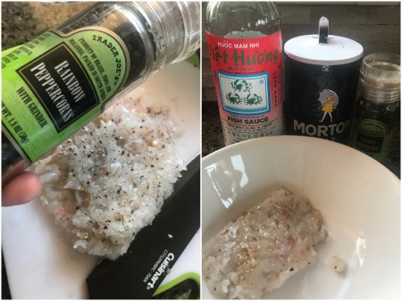 adding pepper, salt & fish sauce