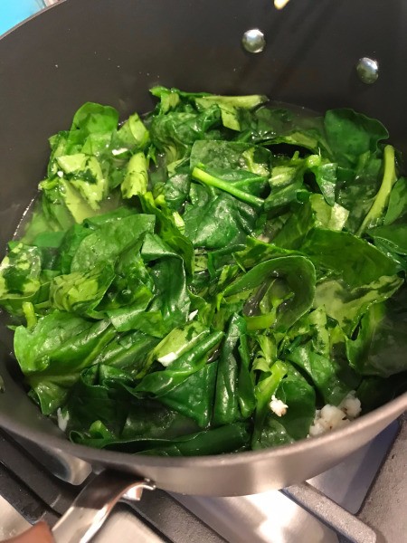 cooked Green Malabar Spinach in soup
