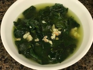 Spinach & Shrimp Soup in bowl