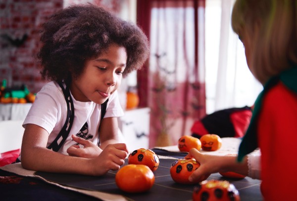 Kids playing a halloween game.