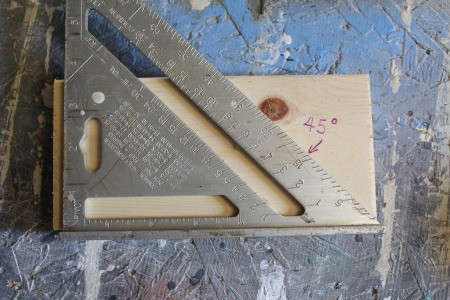 Wooden Barn Star Quilt Pattern - cut four pieces 7 1/4 inches and mark for a 45 degree cut