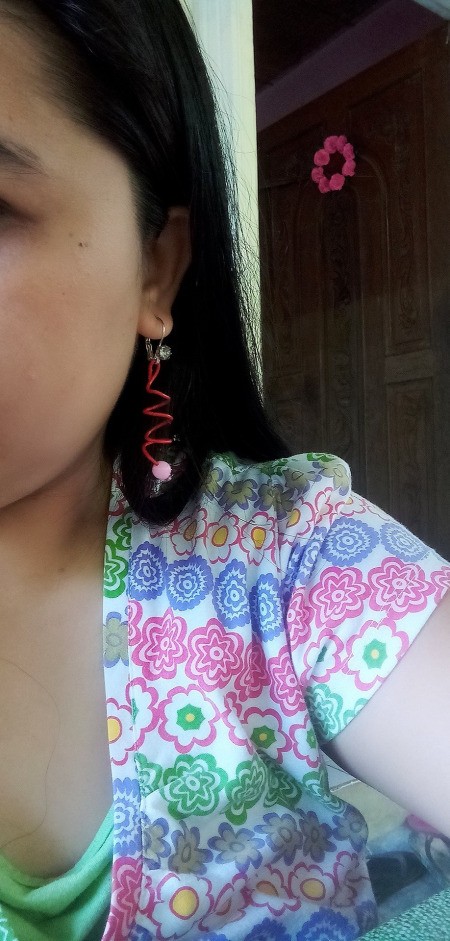 Spiral Paper Clip Earrings - woman wearing the earrings