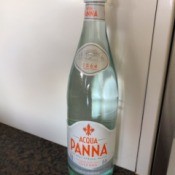 A bottle of Acqua Panna water.