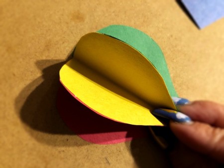 3D Hot Air Balloon Card - glue the four balloon pieces together with the folds inward