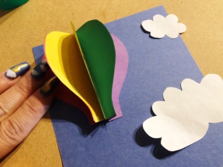 3D Hot Air Balloon Card - glue the balloon in place and then add the clouds