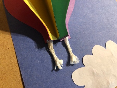 3D Hot Air Balloon Card - glue short pieces of twine to the balloon and leave them to hang loose