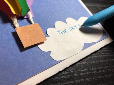 3D Hot Air Balloon Card - add message to the larger cloud, you can put recipient's name on the small one if you like