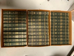 Value of a Set of 1969 American Peoples Encyclopedias - three boxes of green bound encyclopedias
