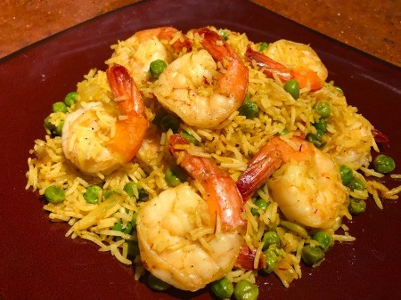 Spanish Style Shrimp and Rice on plate