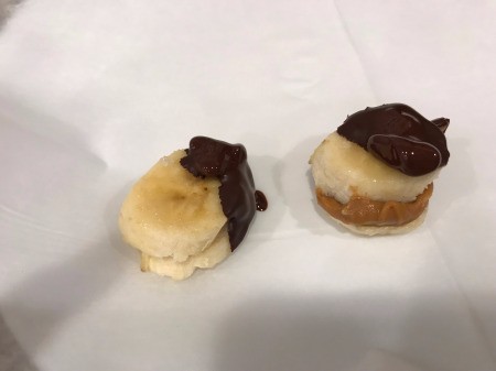 Chocolate added to frozen Peanut Banana Bites