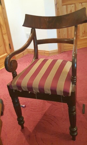 Value of a Carver Back Chair - armed chair with striped upholstery