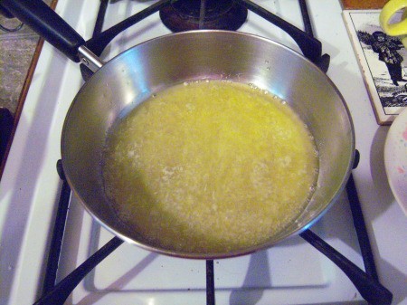 melting butter in pan