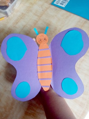 Making a Paper Butterfly Puppet - finished butterfly