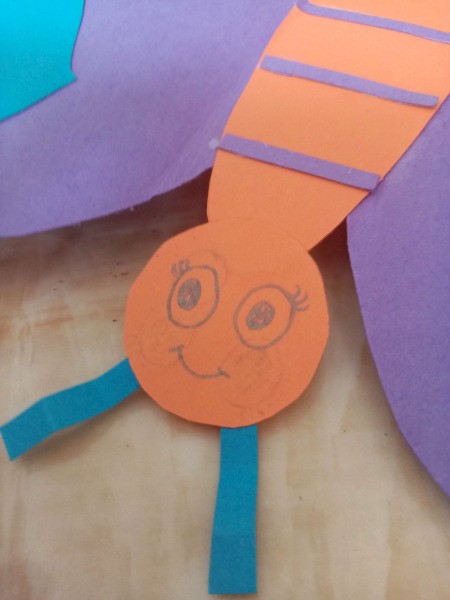 Making a Paper Butterfly Puppet - draw a face on the head