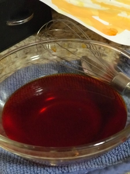 Fall or Halloween Illuminated Bags - bowl of orange food dye