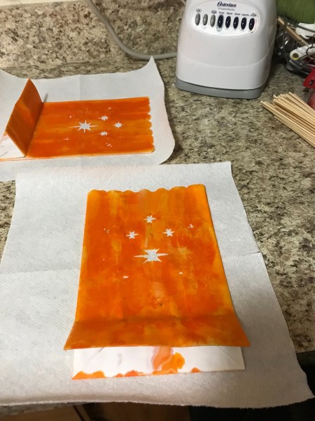 Fall or Halloween Illuminated Bags - front of bag painted orange