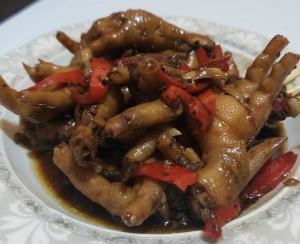 Chicken Feet Adobo on plate