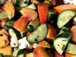 close up of Peach and Cucumber Salad