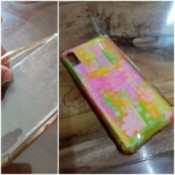 Fixing Jelly Phone Case with Sticky Notes - finished case next to original one