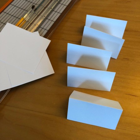 DIY Folded Name Place Cards - several cards folded