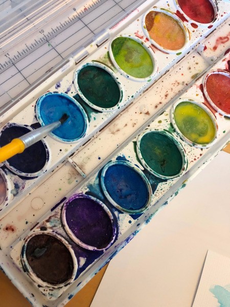 DIY Folded Name Place Cards - watercolors used