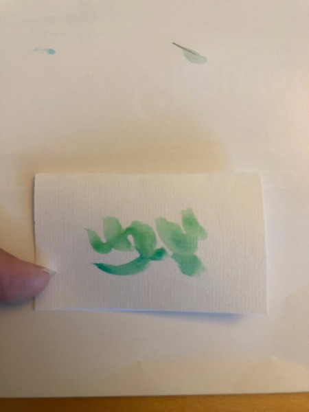 DIY Folded Name Place Cards - painting folded place cards, dab on two colors of paint
