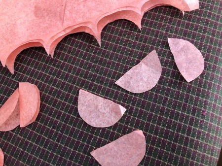 DIY Japanese Carp Streamer - pink scales cut from folded tissue paper