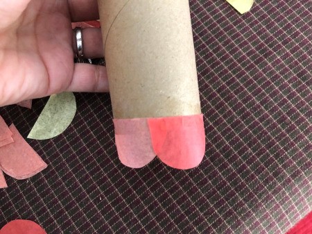 DIY Japanese Carp Streamer - add another scale of a different color, glue in on overlapping the first one