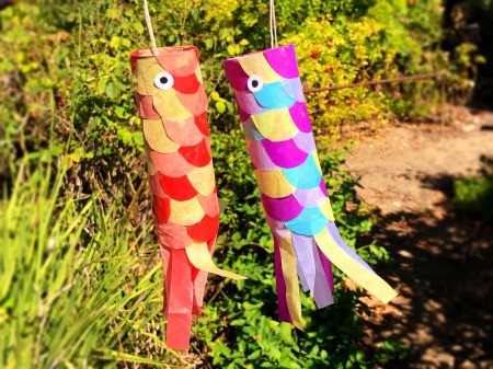 DIY Japanese Carp Streamer - fluttering in the breeze outside