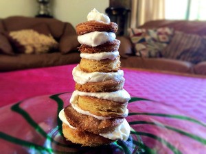 Flaky Pastry and Cream Tower on plate
