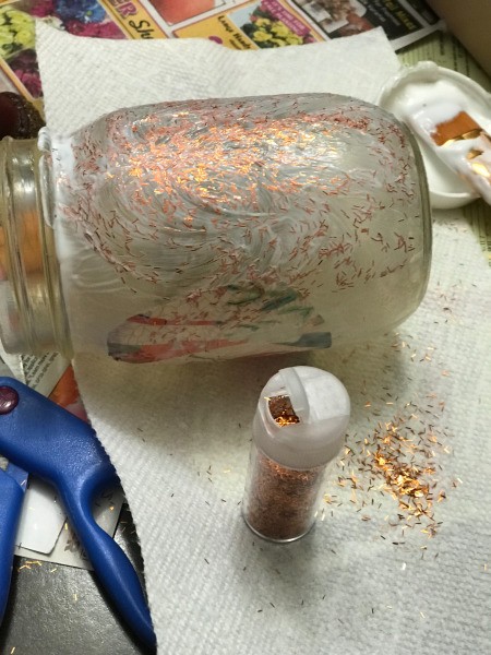 Fall Decorated Tea Light Jars - add glitter