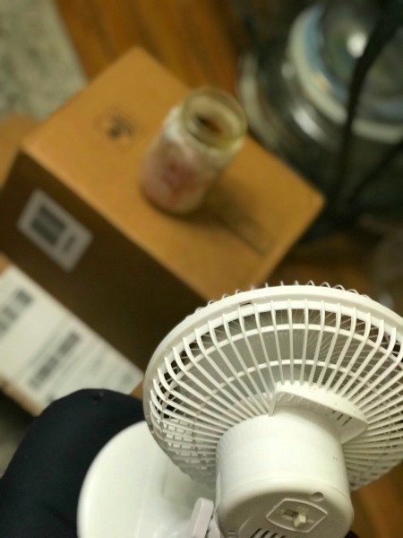 Fall Decorated Tea Light Jars - drying with a small fan