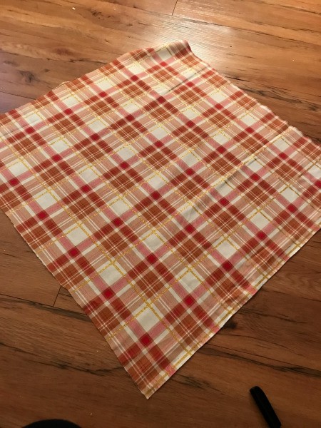 Crafty Toilet Paper Roll Pumpkins  - 12 inch square of plaid fabric